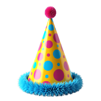 3D Render of Colorful Birthday Party Cap- Transparent Background for Design Use png