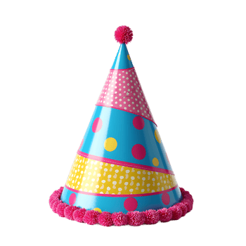 Download 3D Birthday Party Cap with Polka Dots- Transparent Background png