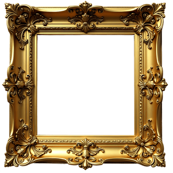 Ornate Gold Frame with Intricate Detailing- Transparent Background for Versatile Use png
