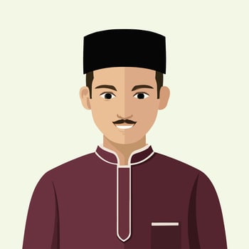 A man in traditional muslim clothing with a black hat vector