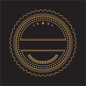 Golden badge on black background vector
