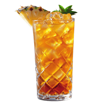 Fresh pineapple juice and tea water and slices fruit with ice cube in plastic glass object clip art and element png