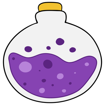 Colorful Halloween school supplies in a poison beaker with a flat cartoon doodle design, set in funky classrooms for students png