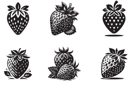 Black and White strawberry Images vector
