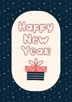 Happy new year card with gift box. Greeting card on dark background. Christmas and New Year. illustration. vector