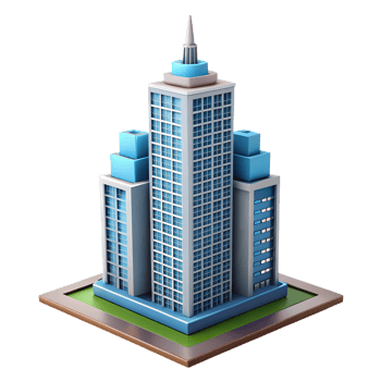 Skyscraper building isometric 3d rendered illustration isolated on the transparent background png