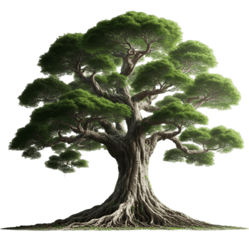 Bonsai Tree with Detailed Root System png