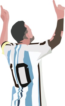 Soccer player celebrating with open arms illustration vector