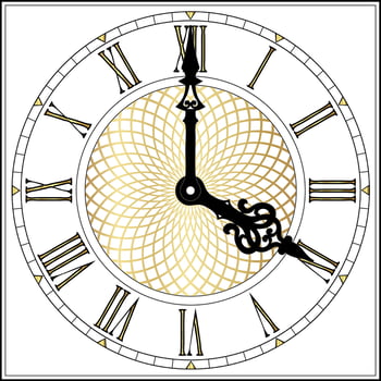 elegant roman numeral clock with golden decoration vector