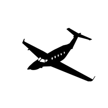 private jet plane silhouette icon vector