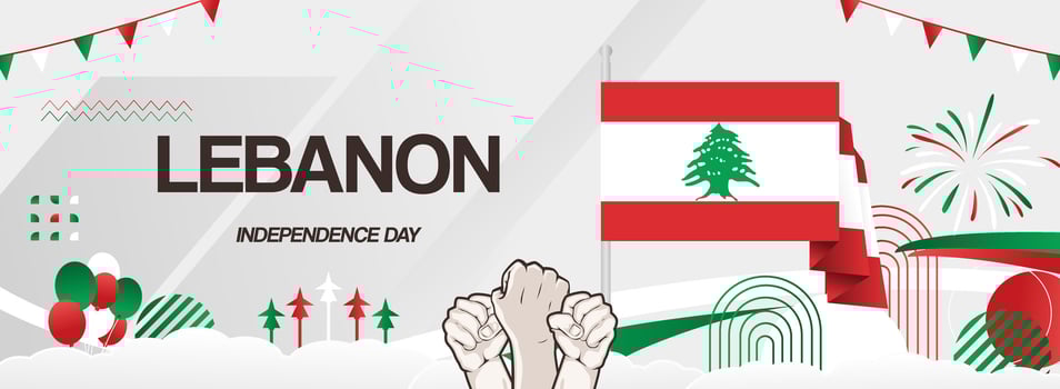 Lebanon independence day celebration party banner vector