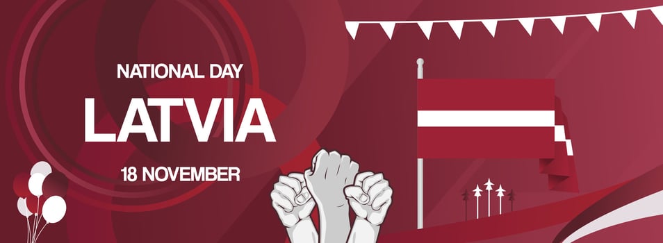 Latvia national day banner with modern minimal ornaments vector