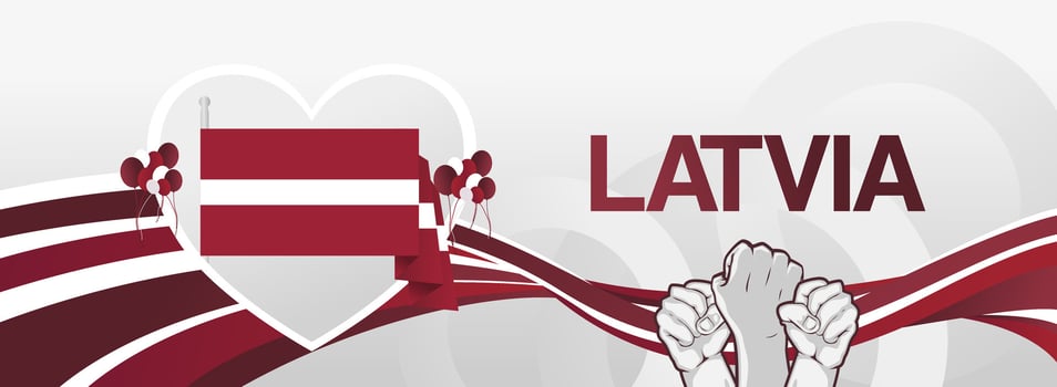 Latvia National day banner with love symbol and national flag for nationalism vector