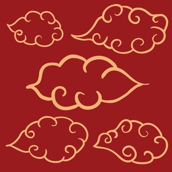 Set of asian clouds vector