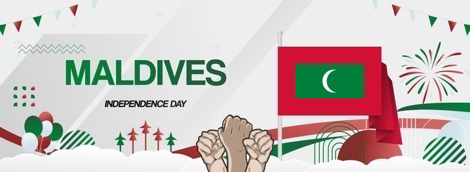 Maldives public holiday celebration party banner. Independence day holiday greeting card design vector