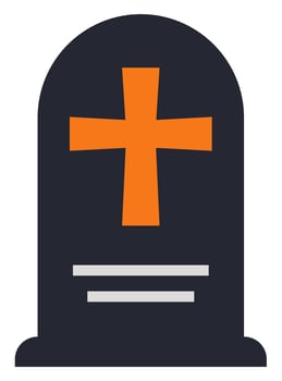 Flat icon of tombstone isolated on white background. vector