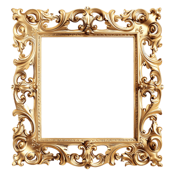 Vintage Gilded Photo Frame on Transparent Background png