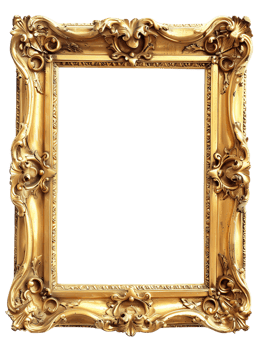Antique Golden Rectangle Frame on Transparent png