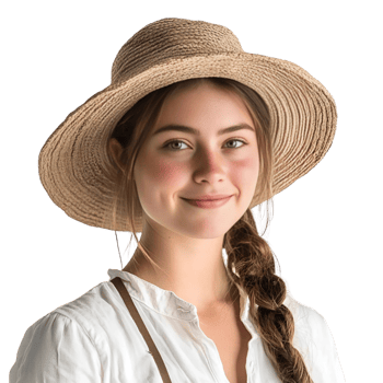 A young woman wearing a straw hat png