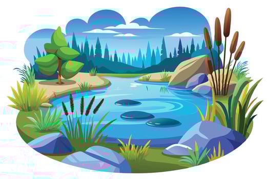 blue water pond nature vector