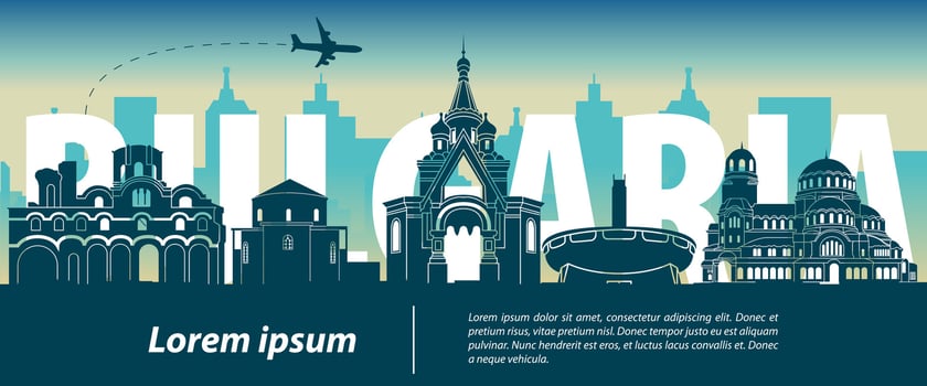 Bulgaria famous landmark silhouette style vector