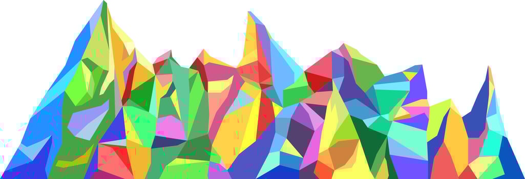 Colorful mountains in low poly style. Polygonal mountain ridges. Landscape background vector