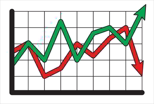 Graph and chart line icon. business data element bar, diagrams for marketing infographics. visualization of data statistic and analytic. up and down, eps icon vector