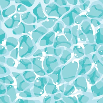 Water seamless texture. Blue water surface with waves and reflections. Aquatic environment wallpaper, swimming pool vector