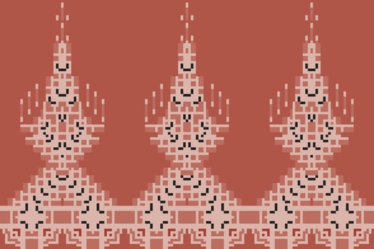 Squares Ikat Blouse Patternfolk Embroidery, Aztec Geometric Ornament Print. Design for Carpet, Wallpaper, Clothing, Wrapping, Fabric vector
