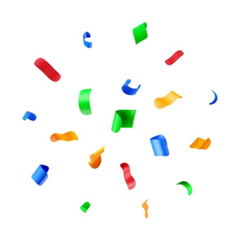 3D party confetti round isolated on white. Render color confetti collection. Colorful firecracker vector
