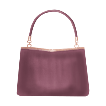 Handbag elegant with handle on golden rings. Stylish accessory of women's closet. Hand drawn watercolor illustration isolated. Beautyful detail for fashion look. Clipart for sticker, postcard, website png