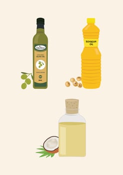 Oil bottle 2d illustration, Organic oil vector