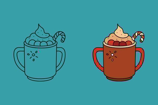 Christmas Cocoa Mug for Kids Coloring Book vector