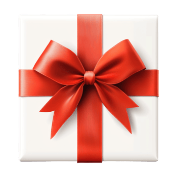 A red gift box with a bow on it png