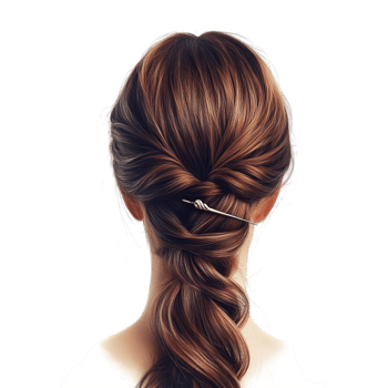 A woman with a long brown hair braid png