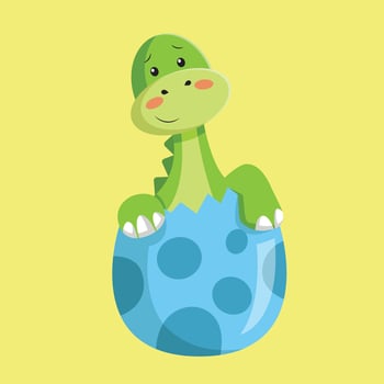 baby dino and egg art design vector