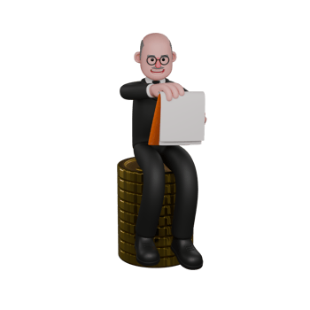Male Professional Judge 3D Character. A male judge is seen sitting while holding a clipboard containing white paper. Judicial png