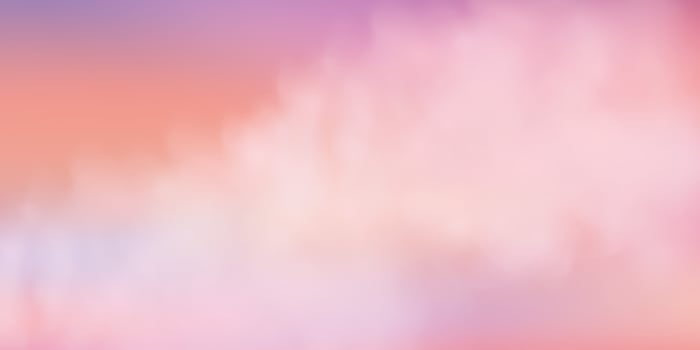 Panoramic abstract pink blue sky background. Skyscape with fluffy clouds. Gradient fantasy paradise background. vector