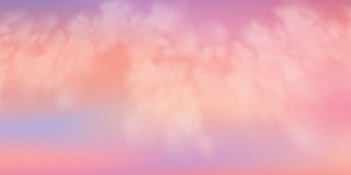 Panoramic abstract pink blue sky background. Skyscape with fluffy clouds. Gradient fantasy paradise background. vector
