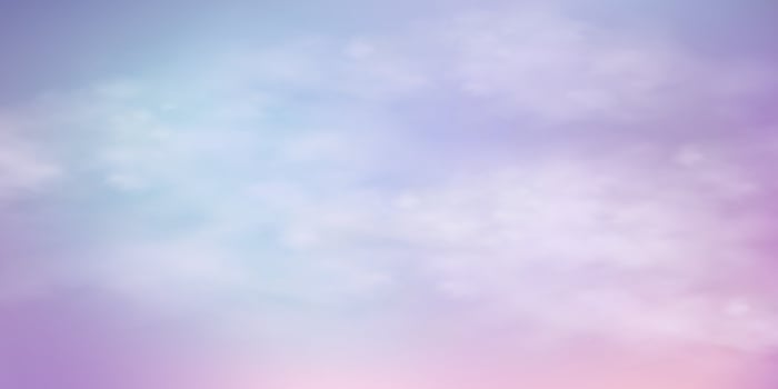 Panoramic abstract pink blue sky background. Skyscape with fluffy clouds. Gradient fantasy paradise background. vector