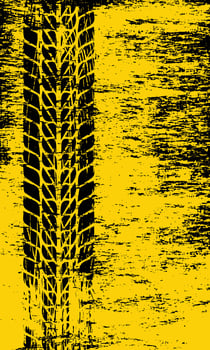 Abstract grunge tire track brush stroke background vector