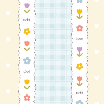 Gingham seamless pattern with meadow chamomile flowers. Tartan check for tablecloths, napkins, clothes, packaging, for the Easter holiday. Cozy cute childish background in a pastel palette. vector