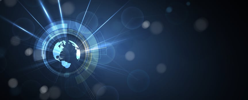 A blue abstract background with a globe vector