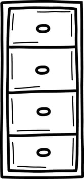 floor cabinet with drawers. illustration in the style of doodles vector