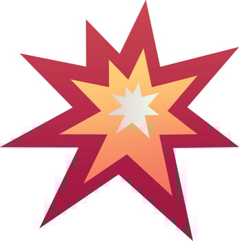 A red starburst with a white star in the middle vector