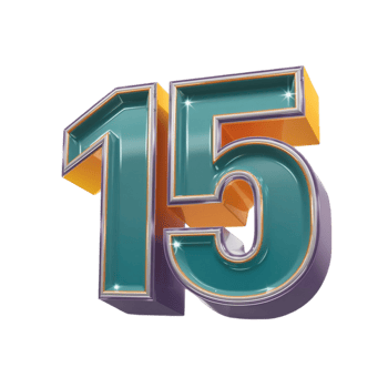Number 15 Typography with Bold and Geometric png