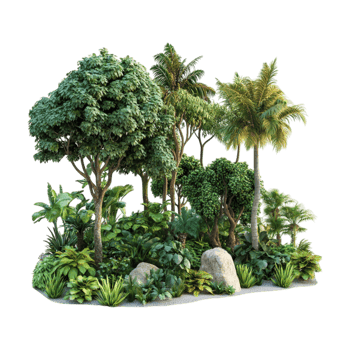 A tropical forest with trees and plants png