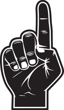 Hand gesture with index finger up monochrome clip art Flat illustration vector