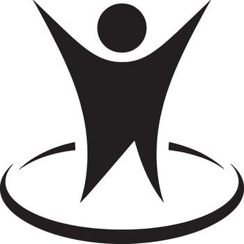 Happy life people hands up logo silhouette vector
