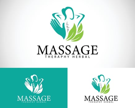 massage logo creative design concept nature health spa beauty spine care vector